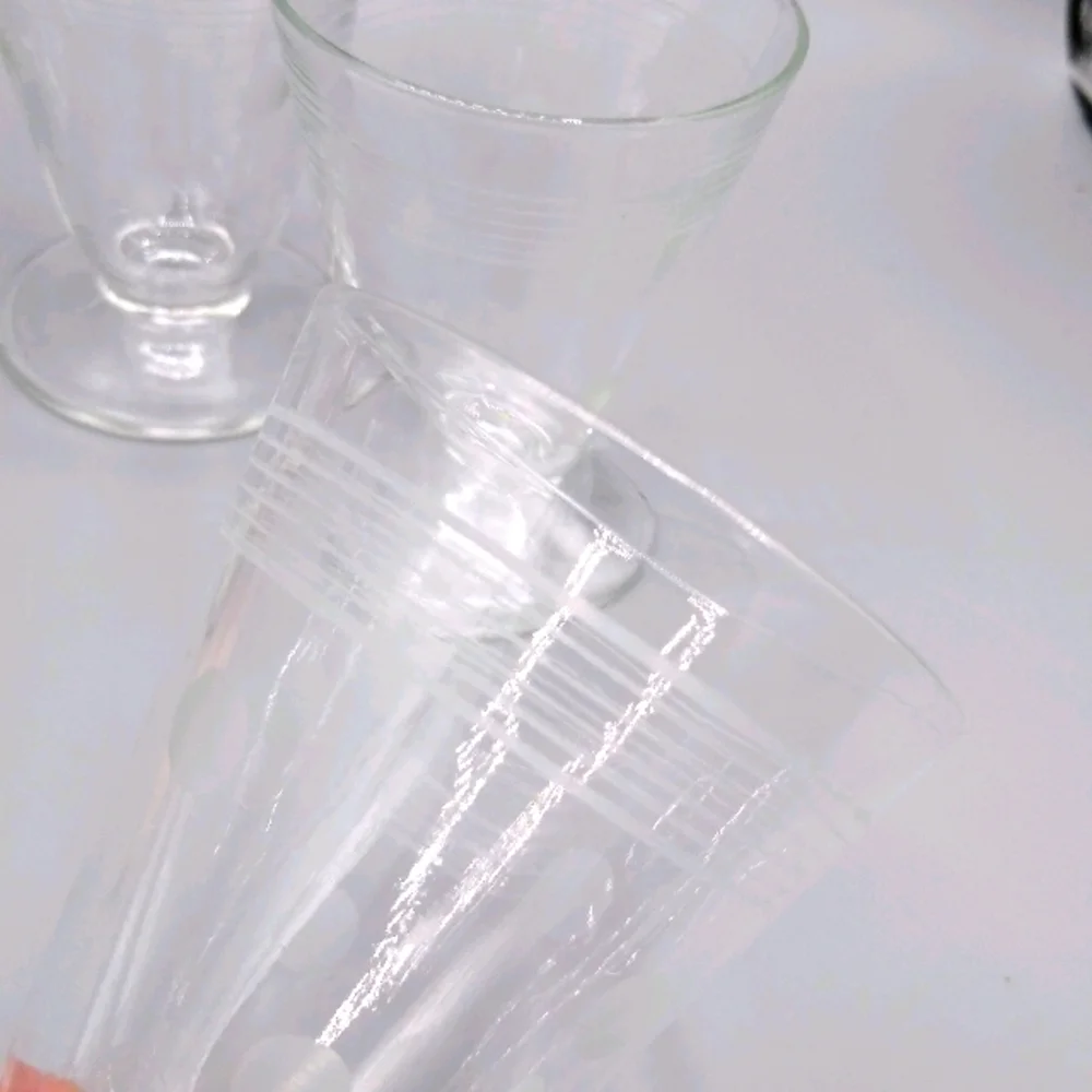 Etched Frosted Polka Dot Footed Stemless Aperitif Sherry Glasses MCM Vin…